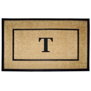 Creative Accents DirtBuster Single Picture Frame Black 30 in. x 48 in. Coir with Rubber Border Monogrammed T Door Mat 18103T