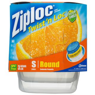 Ziploc 16 ounce Twist n Loc Round Plastic Storage (Pack of 6