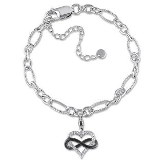 10 CT. T.W. Diamond Heart and Infinity Charm Bracelet in Sterling