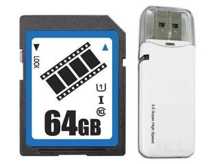 FilmPro 64GB SD SDHC 64GB SDXC Card Class 10 Ultra High Speed UHS I for Camera & Camcorder with USB 3.0 Card Reader