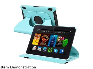 Insten 1901508 360 Rotating Swivel Folio Stand Leather Case for  Kindle Fire HDX 7 inch, Light Blue   Laptop Cases & Bags