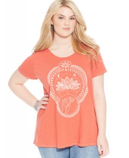 Lucky Brand Plus Size Printed Keyhole Tee   Tops   Plus Sizes