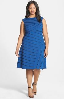 Adrianna Papell Spliced Sleeveless Fit & Flare Dress (Plus Size)
