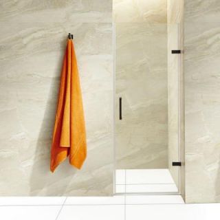Vigo Tempo 24.5 in. x 70.625 in. Adjustable Frameless Shower Door with Hardware in Antique Rubbed Bronze and Clear Glass VG6073ARBCL24
