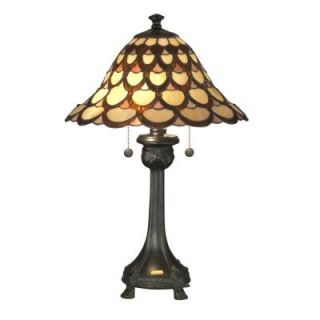 Dale Tiffany Peacock 24.5 in. Antique Bronze Fieldstone Table Lamp TT70110
