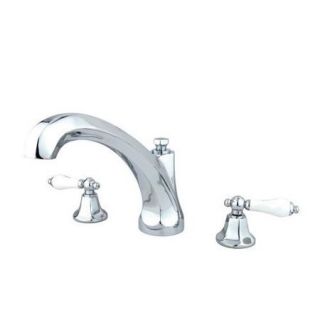 Elements of Design Metropolitan Double Handle Deck Mount Roman Tub Faucet Trim Porcelain Lever Handle