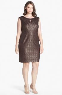 Kay Unger Metallic Lace Sheath Dress (Plus Size)