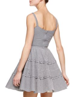 RED Valentino Micro Check Spaghetti Strap Dress