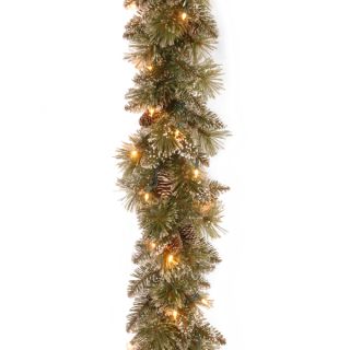 10 Glittery Bristle Pine Garland with 50 Clear Lights   16612813