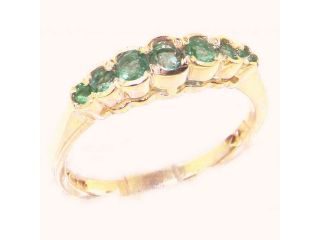 High Quality Solid Yellow 9K Gold Ladies Natural Emerald Contemporary Style Eternity Band Ring   Finger Sizes 5 to 12 Available