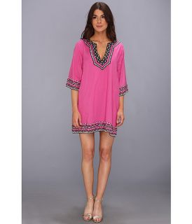 tbags los angeles embroidered tunic dress pink