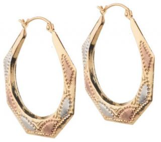1 Tri color Satin & Polished Hoop Earrings 14K Gold —
