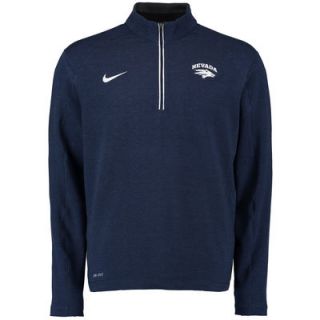 Nevada Wolf Pack Nike Football Coaches Sideline Half Zip Tri Blend Performance Knit Top   Navy
