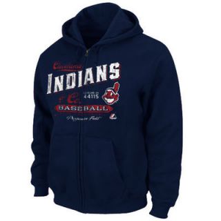 Majestic Cleveland Indians Downtown Full Zip Hoodie   Navy Blue
