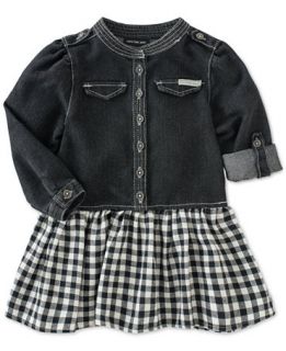 Calvin Klein Little Girls Dark Denim & Checked Dress   Kids & Baby