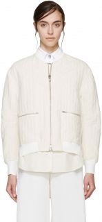 Phillip Lim Beige Layered Quilted Bomber Jacket