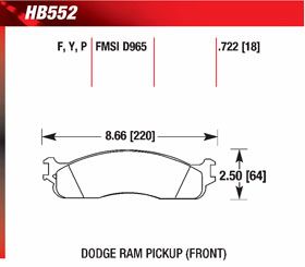 2003 2008 Dodge Ram Brake Pads   Hawk HB552P.722   Hawk Superduty Brake Pads