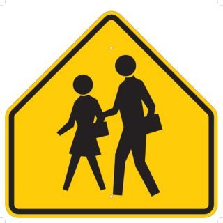 BRADY Symbol School Crossing Pictogram, Engineer Grade Aluminum Traffic Sign, Height 30", Width 30"   Parking and Traffic Signs   3NU99|80070