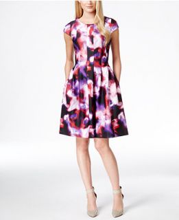 Calvin Klein Space Dye Pleated Flare Dress