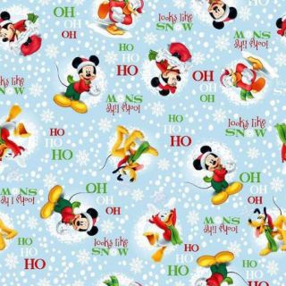 Disney Mickey and Friends Looks Like Snow Cotton Fabric By The Yard, Light Blue, 43/44" Wide