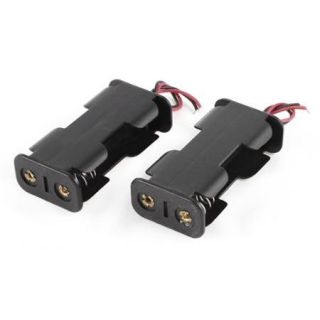 2pcs Plastic Storage Box Case Holder w 2.8" Wire Leads for 2 x AA Battery