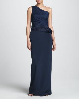 Notte by Marchesa One Shoulder Lace & Crepe Gown
