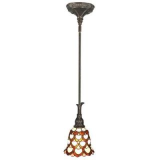 Dale Tiffany Peacock 1 Light Antique Bronze Hanging Mini Pendant with Art Glass Shade TH70119
