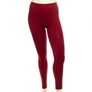 Yelete Women Wine Red Fleece Lined Seamless Fit Leggings Control Pants One Size