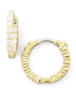 Roberto Coin 16mm Yellow Gold Diamond Huggie Hoop Earrings, .76ct