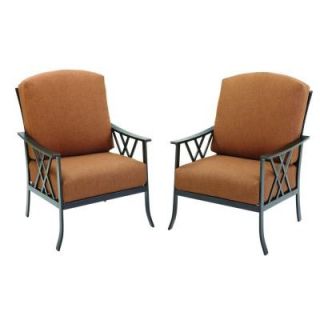 Hampton Bay Cedarvale Patio Lounge Chair with Nutmeg Cushion (2 Pack) 133 008 LC2