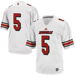 adidas Louisville Cardinals #5 Youth Replica Football Jersey   White