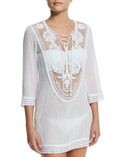 Miguelina Lee Crocheted Lace Coverup Dress