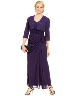 Alex Evenings Petite Dress and Jacket, Sleeveless Glitter Gown