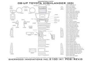 2008 2013 Toyota Highlander Wood Dash Kits   Sherwood Innovations 2100 R   Sherwood Innovations Dash Kits