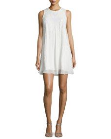 Parker Peony Sleeveless Embellished Dress, White