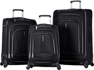 Olympia Marion Exp. 3 Piece Luggage Set w/ Luggage Cover   Black
