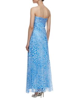 Laundry by Shelli Segal Strapless Animal Print Cascade Gown, Blue/White