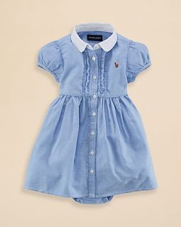 Ralph Lauren Childrenswear Infant Girls' Oxford Striped Dress   Sizes 9 24 Months