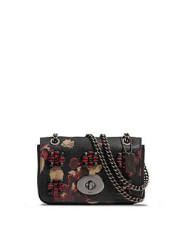 COACH Mini Chain Crossbody in Jeweled Floral Print Leather
