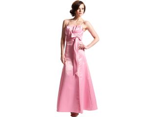 50's Style Long Satin Prom Dress Bridesmaid Gown With Bow Junior Plus Size