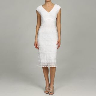 Rabbit Rabbit Rabbit Designs Womens White Stretch Lace Dress
