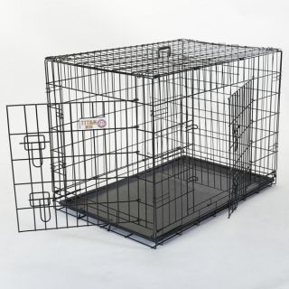 Double Door Small Folding Dog Crate Cage   10875126  