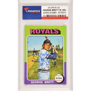 George Brett Kansas City Royals  Authentic Autographed 1975 Topps Rookie #228 Card with MLB Debut 8/2/73 Inscription