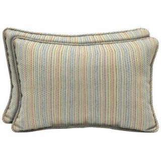 Hampton Bay Ticking Stripe Outdoor Lumbar Pillow (2 Pack) FF72121B D9D2