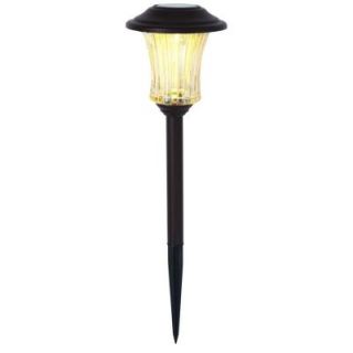 Hampton Bay Bronze Outdoor Solar Powered LED Pathway Light (4 Pack) with Champagne Glass NXT 296P 101