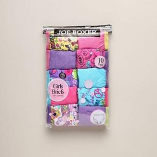 Joe Boxer Girls Assorted Underpants 10 Pack Briefs   Clothing, Shoes
