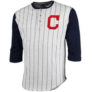 Cleveland Indians Red Jacket Double Play 3/4 Sleeve Raglan Henley T Shirt   Gray