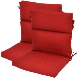 Hampton Bay Geranium Textured High Back Outdoor Chair Cushion (2 Pack) 7718 02220600