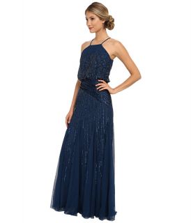 Adrianna Papell Halter Fully Beaded Godet Gown