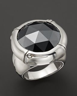 John Hardy Sterling Silver Bamboo Round Ring with Black Hematite